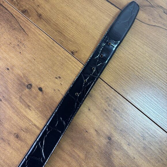 Vintage Liz Claiborne Black Textured Patent Leather Size Medium Belt READ - Picture 6 of 8